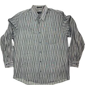 Jhane Barnes Geometric Men’s Button Shirt Sz M Woven In Japan Long Sleeve EUC